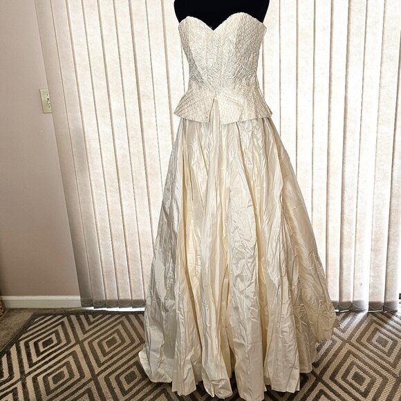 Biancamaria Serao Beige 2pc Wedding Dress Skirt 48/12 - Picture 1 of 6